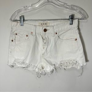 We the free Crochet Accent button fly Jean shorts